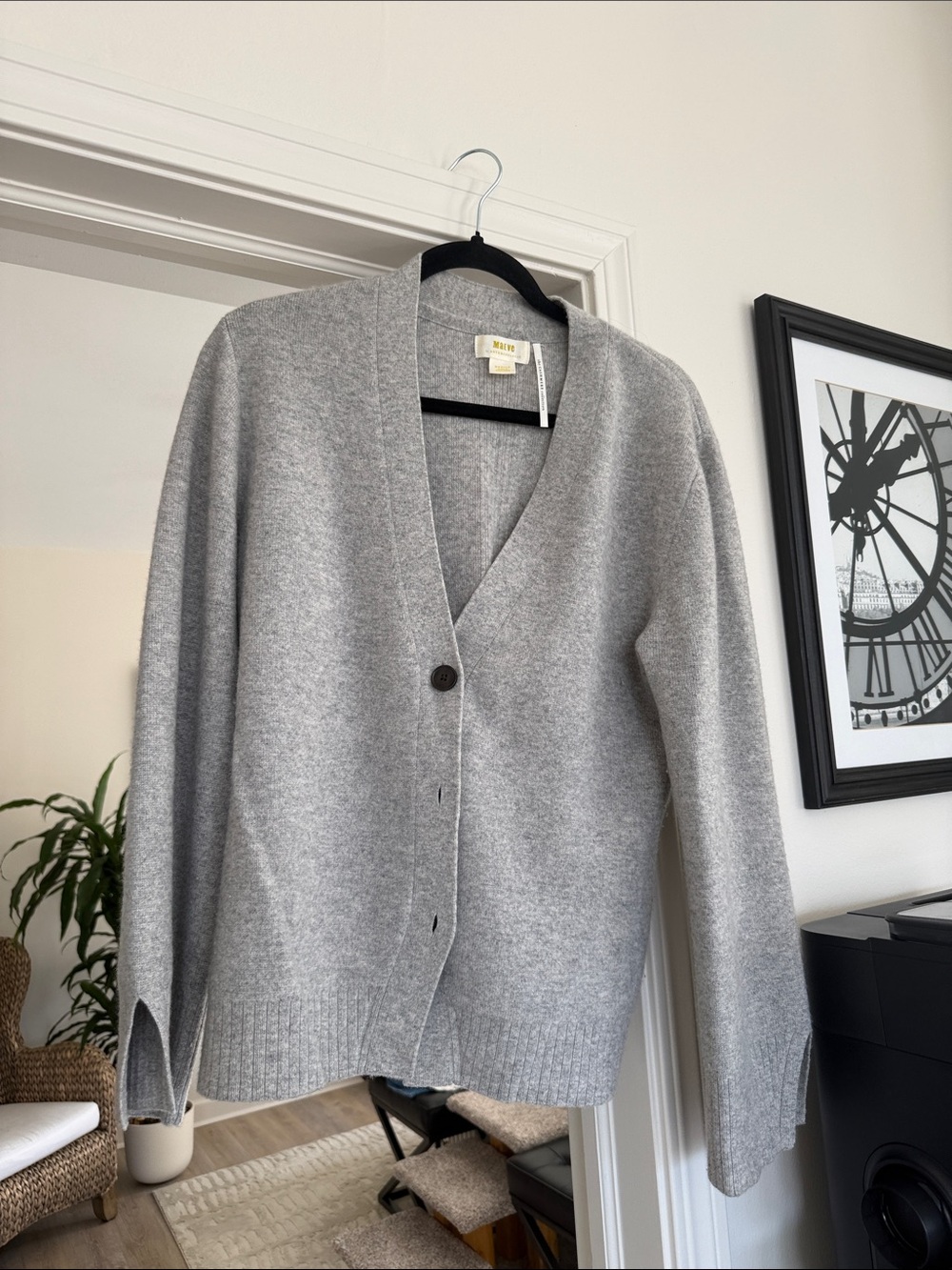 Anthropologie Light Gray V-Neck Button-Front Cardigan. Cashmere!!